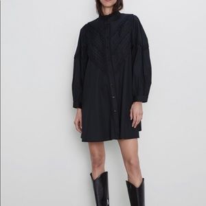 Zara Lace Long sleeve Poplin Dress